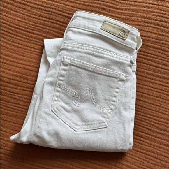 AG Adriano Goldschmied Jeans White Denim The Mari High Rise Straight EUC Sz 25R - Picture 7 of 14